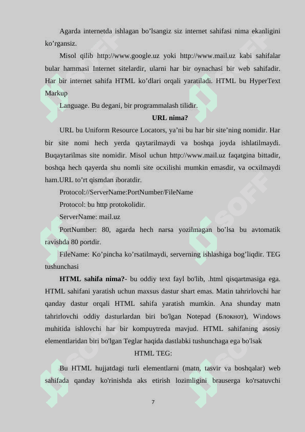 HTML tiliga kirish, uning asosiy elementlari. Teg tushunchasi. 7