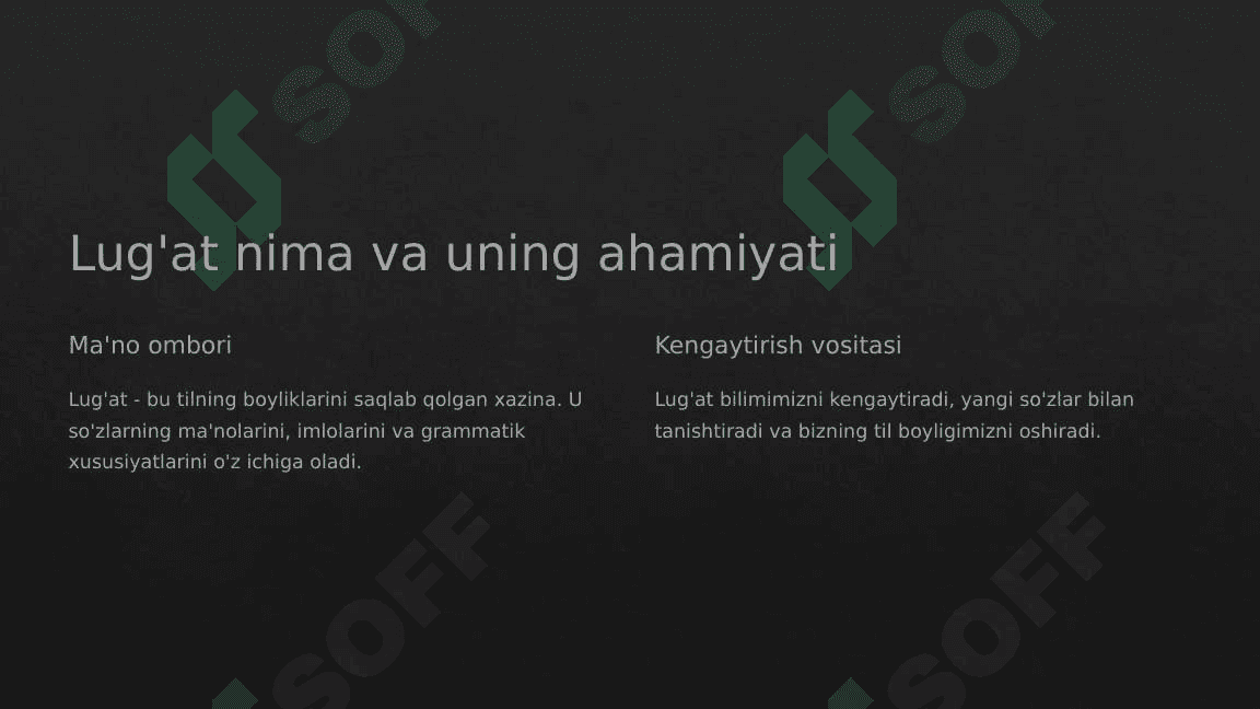 Lugʻat ustida ishlash 2
