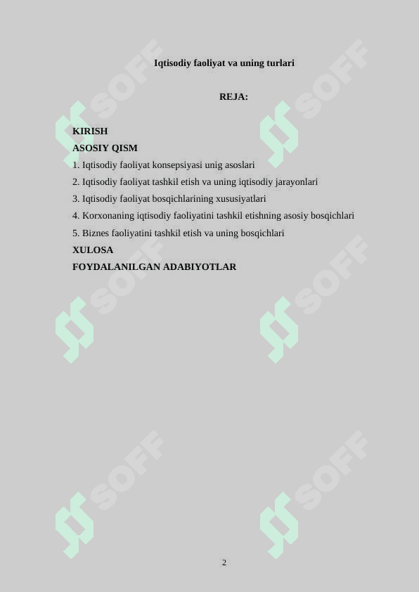 Iqtisodiy faoliyat va uning turlari 2