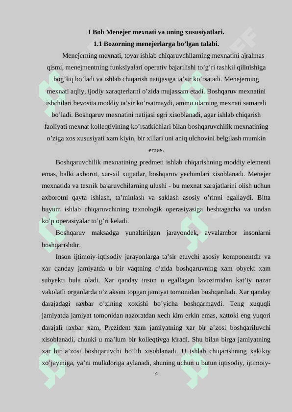 Menejerlar faoliyatini tashkil etish 4