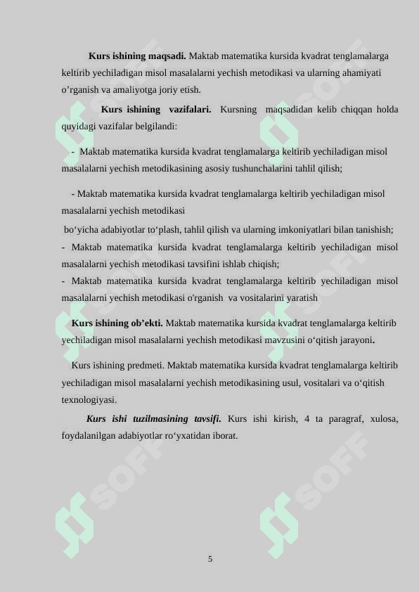 Maktab matematika kursida kvadrat tenglamalarga keltirib yechiladigan misol masalalarni yechish metodikasi. 5