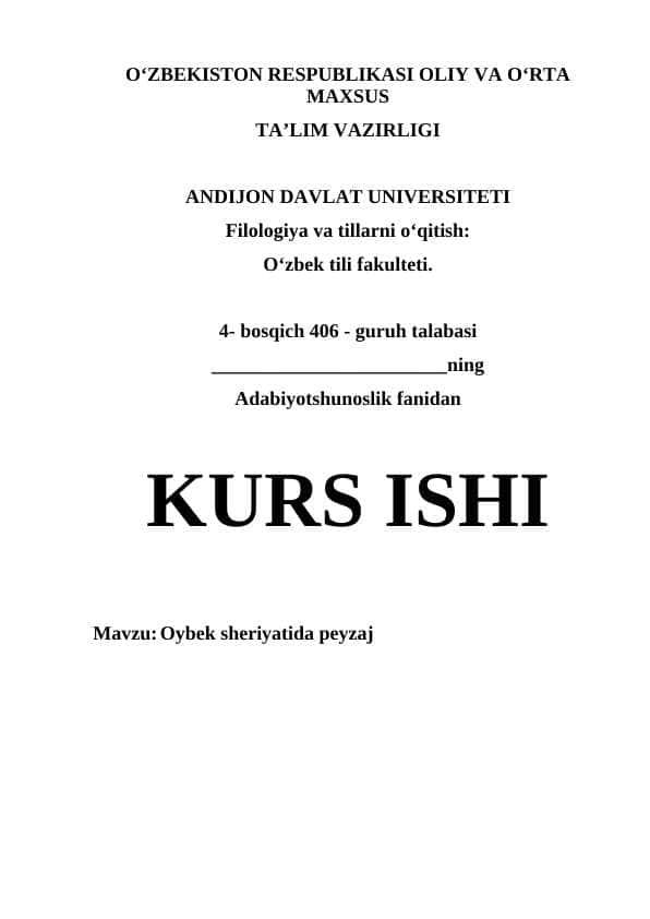 Oybek sheriyatida peyzaj