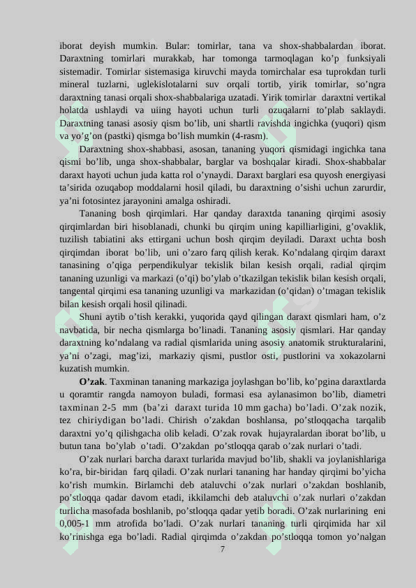 Yog'ochdan tayyorlanadigan buyumlar, mahsulotlarga xom-ashyo tanlash, tayyorlashda yog'och materiallarning xossalari va ishlatilishini o'rganish 7