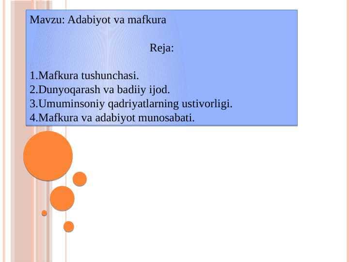 Adabiyot va mafkura
