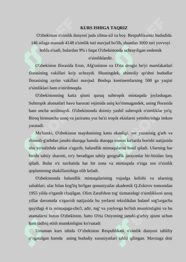 O’zbekiston o’simliklari va uni muhofaza qilish. 4