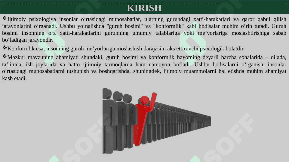 Guruh bosimi. Konformlik turlari. 2