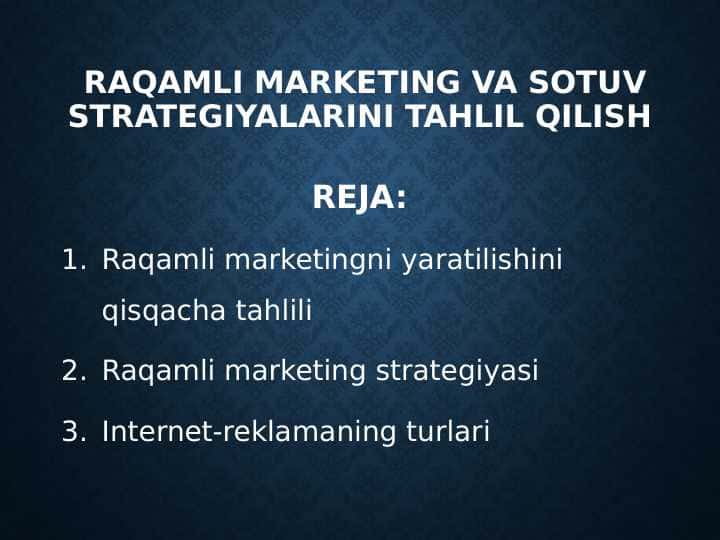 Raqamli marketing va sotuv strategiyalarini tahlil qilish