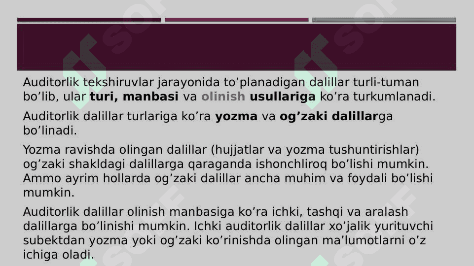 Auditorlik dalillarni olish manbalari 5