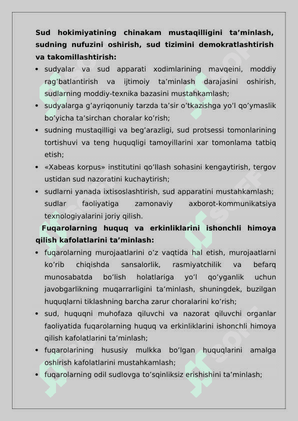 2017-2021 yillarda Oʻzbekiston Respublikasini rivojlantirishning beshta ustuvor yoʻnalishi boʻyicha Harakatlar strategiyasining ishlab chiqilishi va uning ahamiyati 23 5