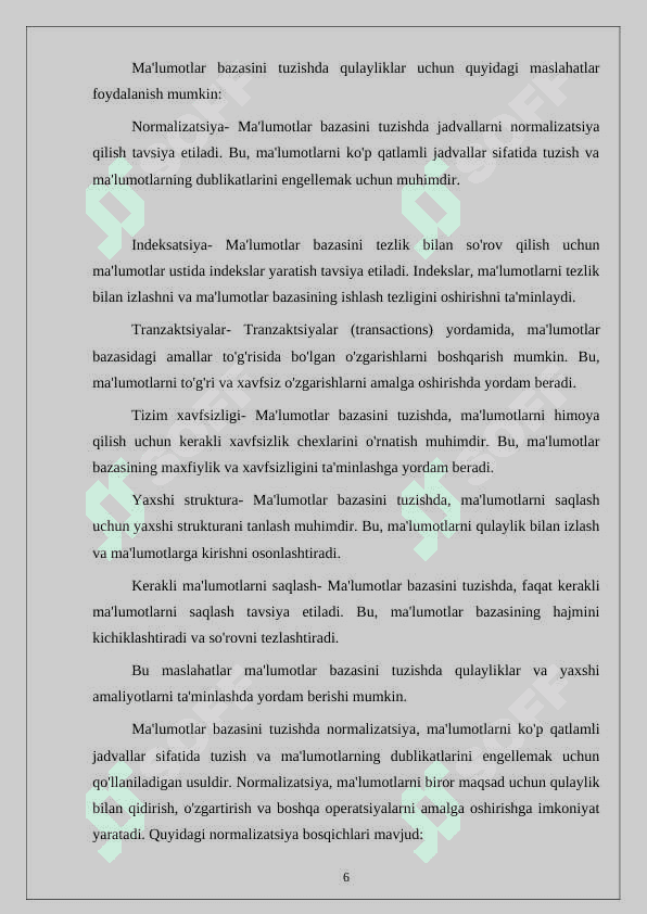 Davlat avtomobil transporti xizmati xodimlari tomonidan avtotransport vositalarini hisobga olishni avtomatlashtirish uchun ma’lumotlar bazasini yaratish 6