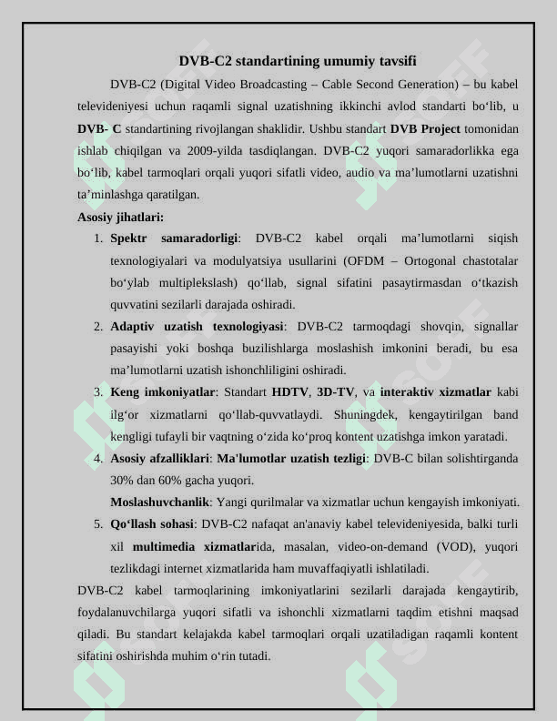DVB-C2 kabel televideniye standarti 3