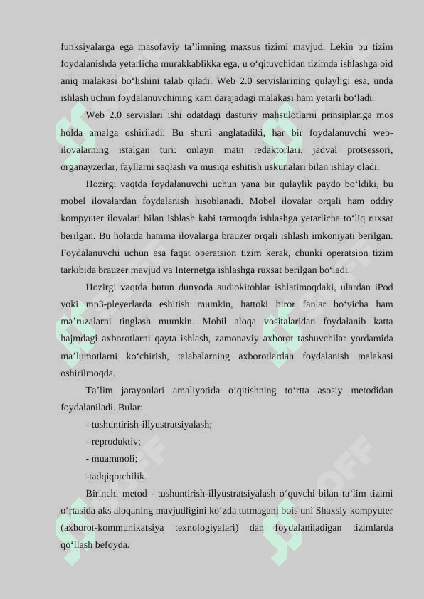 Web 2.0 servislar orqali oʻquv jarayonini tashkil etish 7