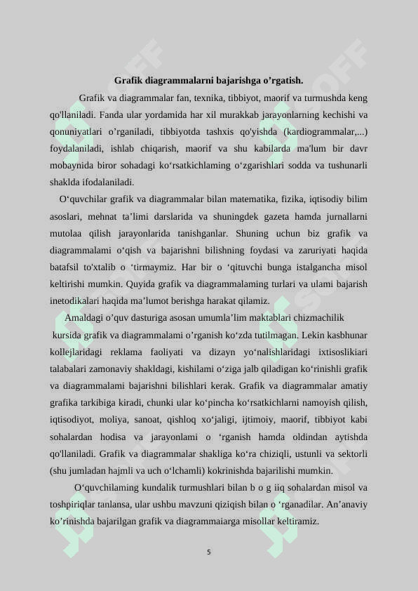 Grafik diagrammalarni bajarishga o’rgatish 5