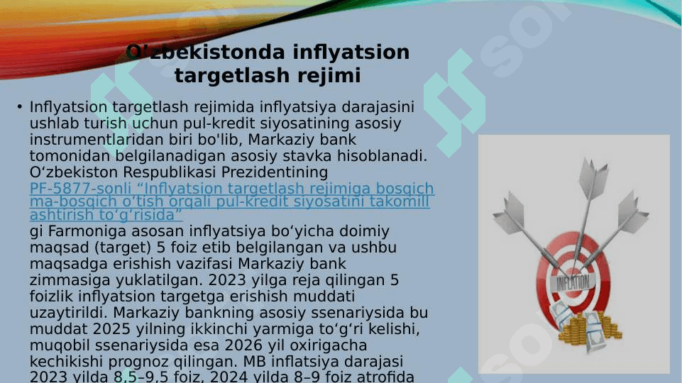 Pul massasini targetlash va inflatsion targetlash 7