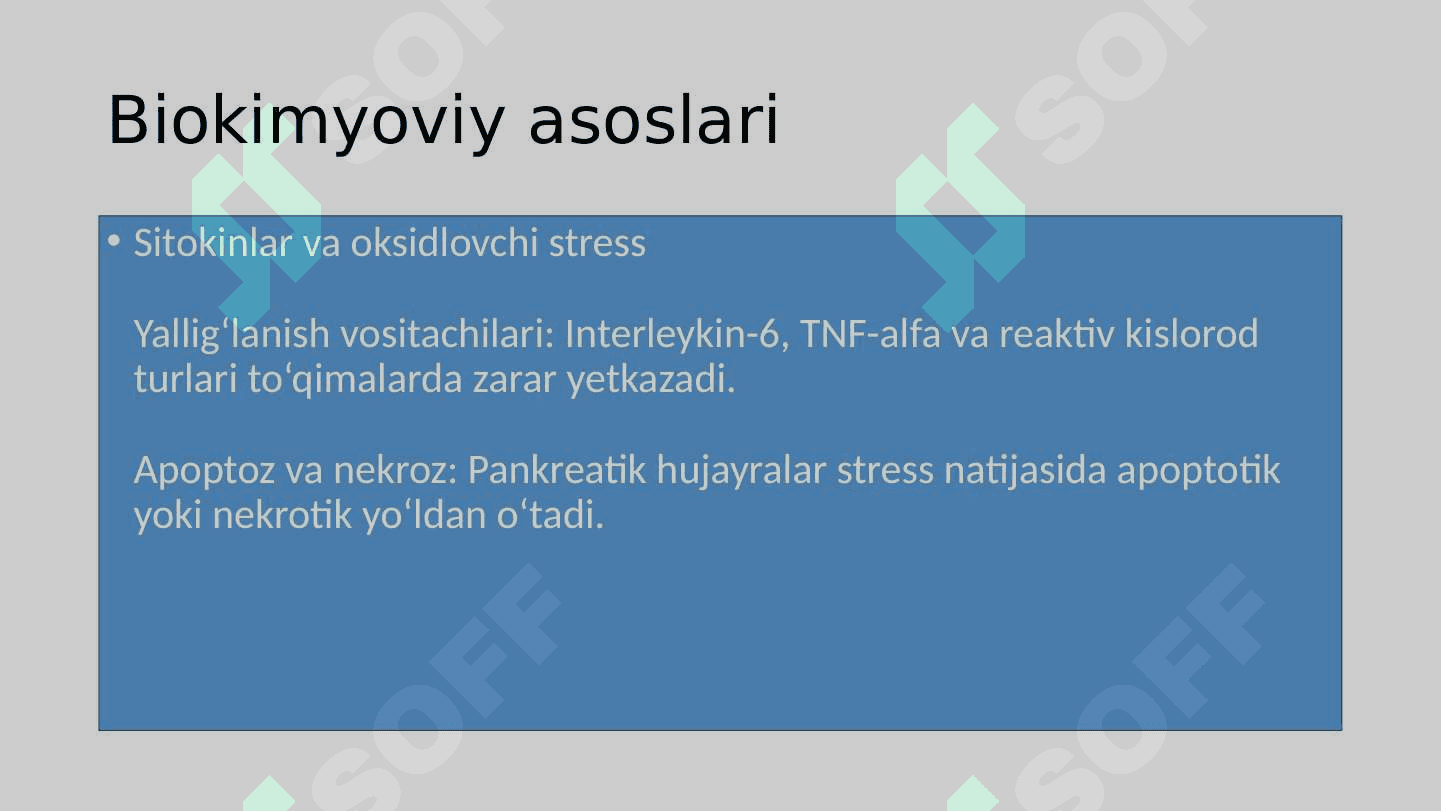 O'TKIR PANKREATIT KELIB CHIQISHI VA DAVOLASHNING BIOKIMYOVIY ASOSLARI 8
