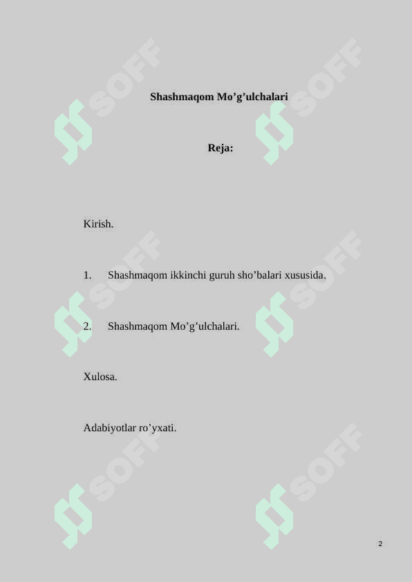 Shashmaqom Mo’g’ulchalari 2