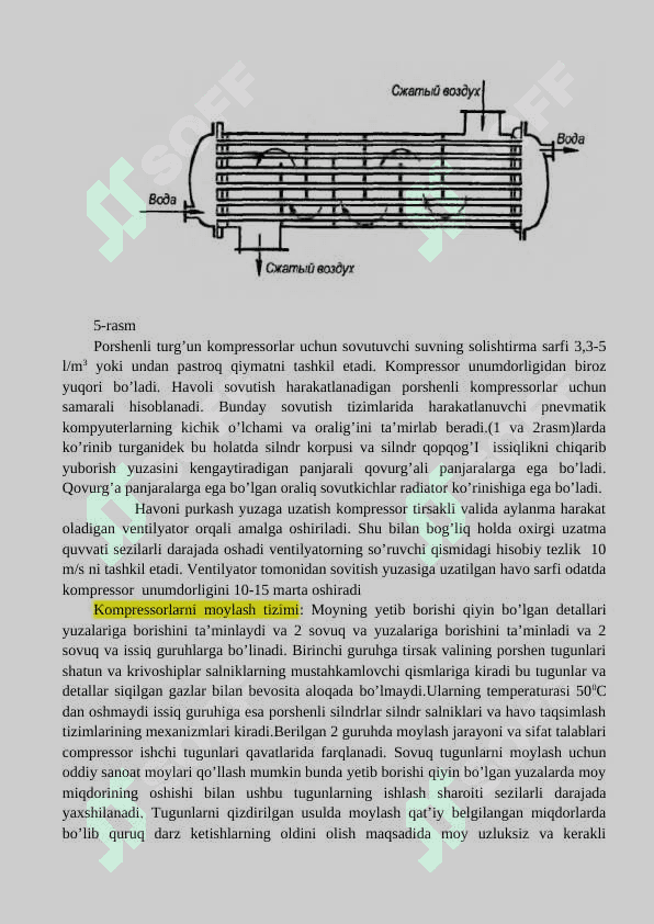 Porshenli kompressorlarning moylash va sovutish tizimi 4