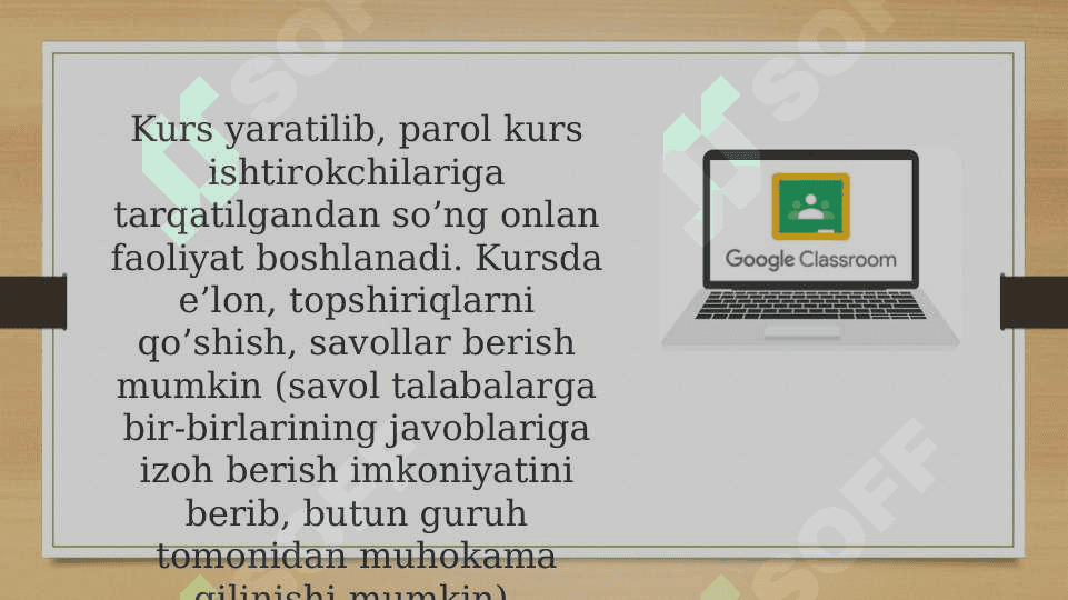 Google clasda  kurs yaratish va unga talablarni ulash 7