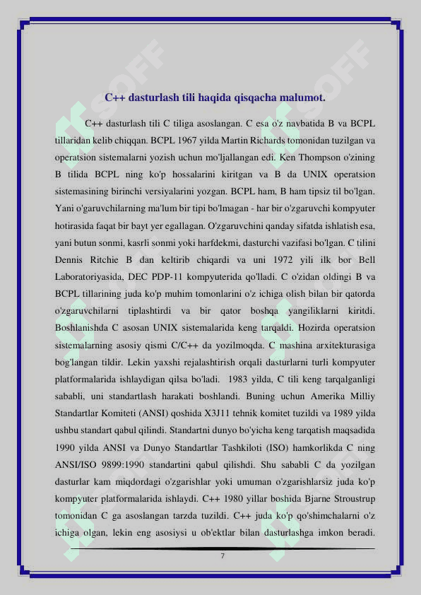 C++ dasturlash tilida o’zgaruvchilar 7