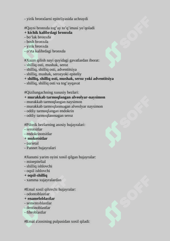 Gistologiya fanidan yakuniy savollar javoblari 3