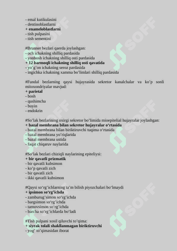 Gistologiya fanidan yakuniy savollar javoblari 4