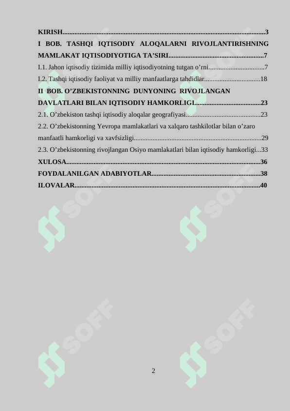 TASHQI IQTISODIY ALOQALAR XAVFSIZLIGI 2