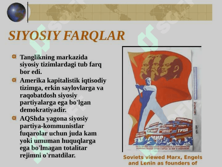SOVUQ URUSH MOJAROLARI AQSH va SSSR 5