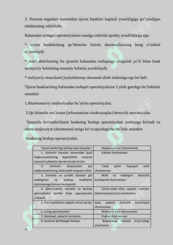 Banklarning balansdan tashqari operatsiyalari va ular hisobini tashkil etish. 5