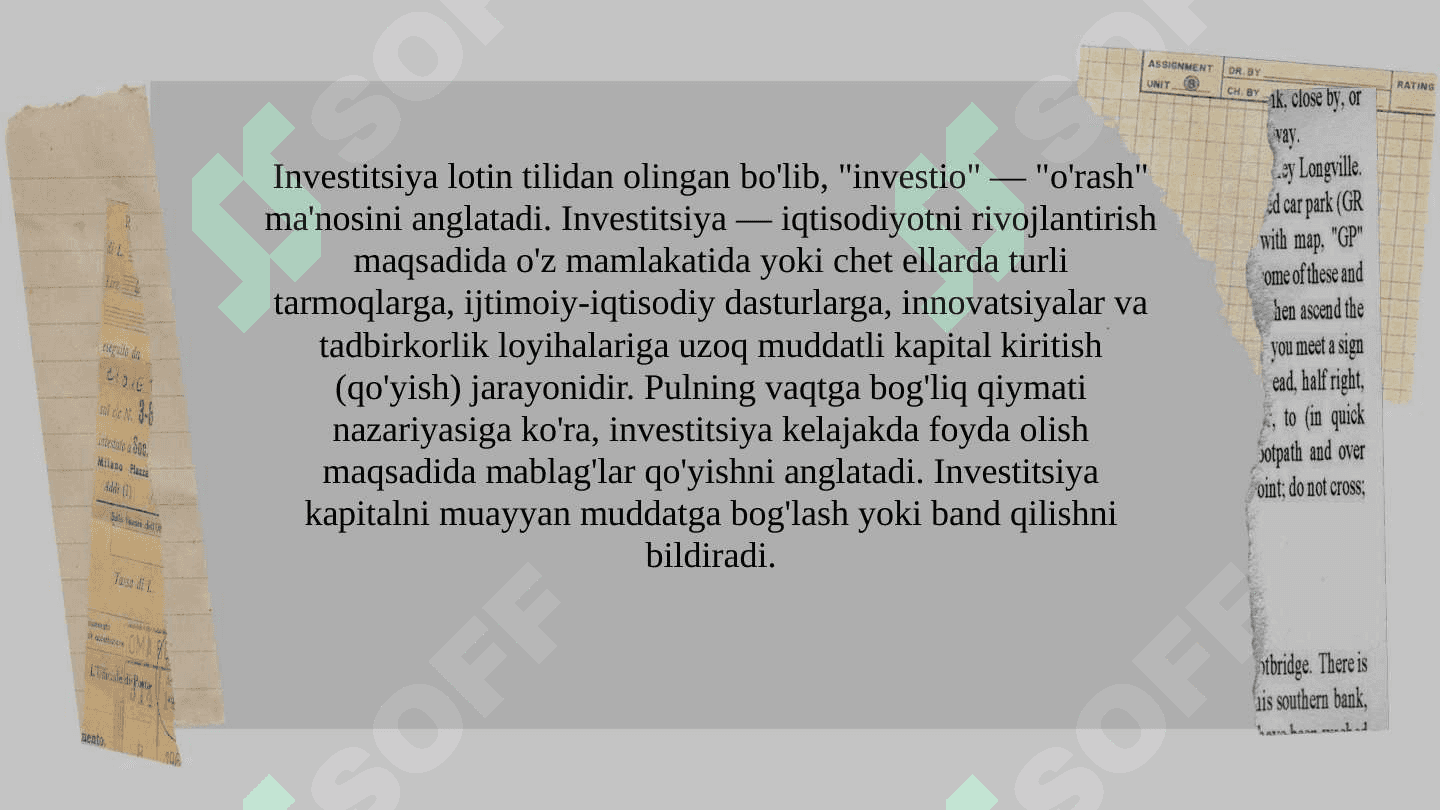 INVESTITSIYALAR VA ULARNING TURLARI 4