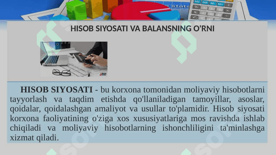 HISOB SIYOSATIDA BALANS  YORITIB BERISH TARTIBI 4
