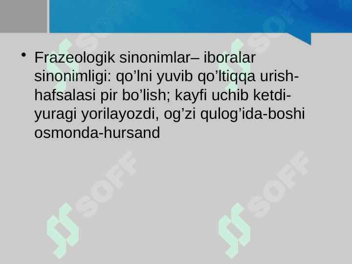 Maʼnodosh soʻzlar- sinonimlar 8