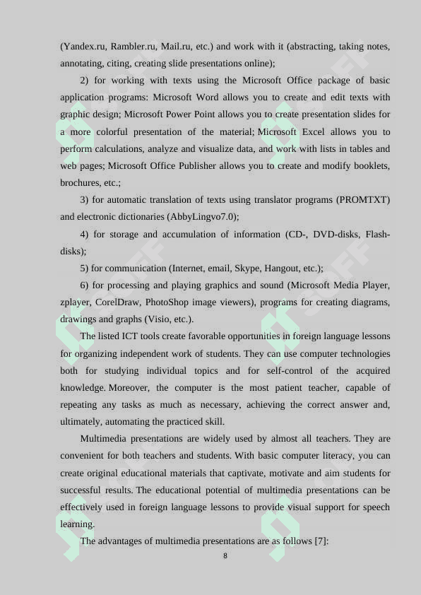 Teaching and learning second language using information technology 8
