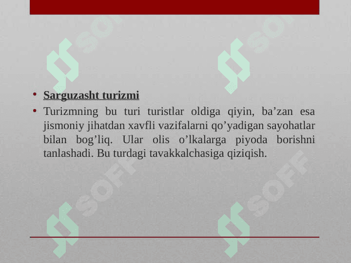 Xalqaro turizmning maxsus turlari 6