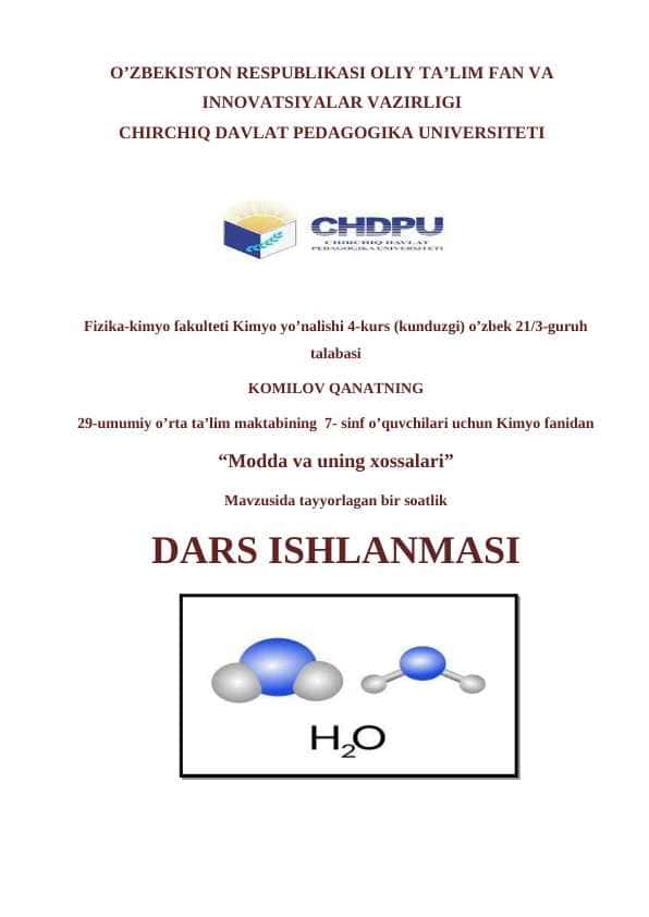 Modda va uning xossalari