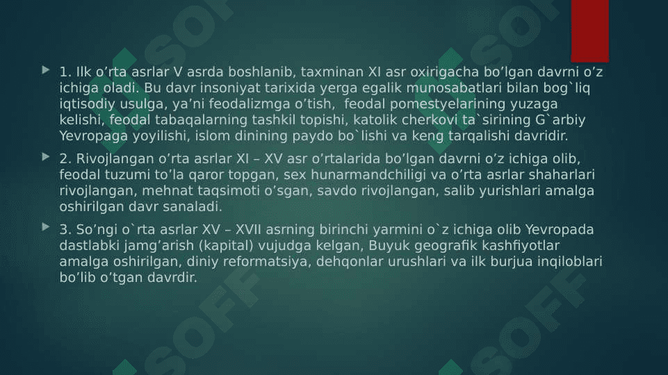 O’rta asrlar tarixini davrlashtirish 4