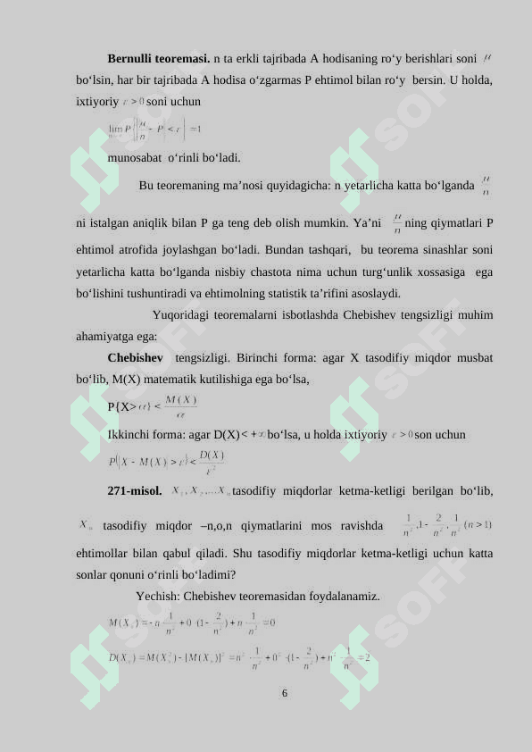 KATTA SONLAR QONUNI VA MARKAZIY LIMIT TEOREMA 6