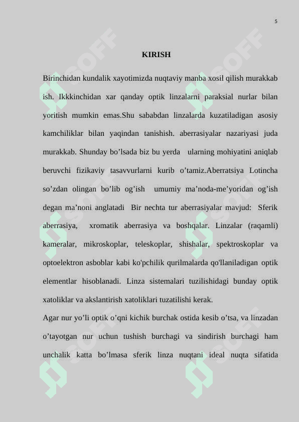 Optik sistemalarning aberratsiyalarini o’rganish 3