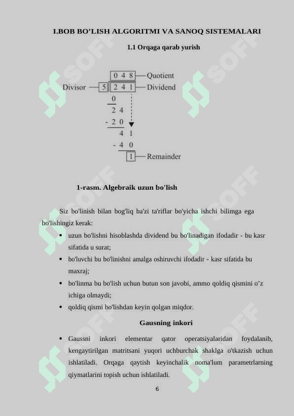 Evklid algoritmi uchun samarali algoritm 6