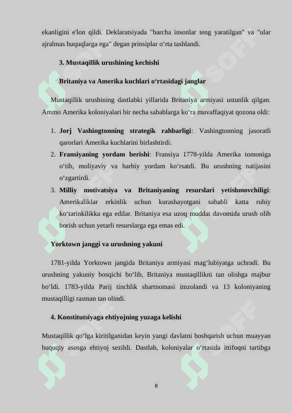 AQSh Konstitutsiyasining qabul qilinishining tarixiy asosi 8