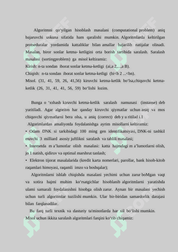 Berilganlarning strukturasi uchun algaritim 7