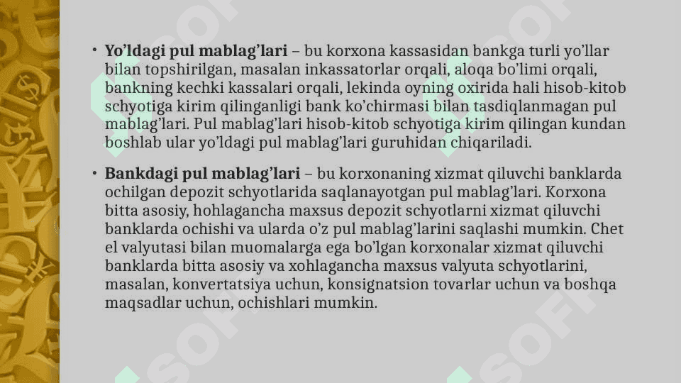 PUL MABLAG’LARINING HISOBI 5