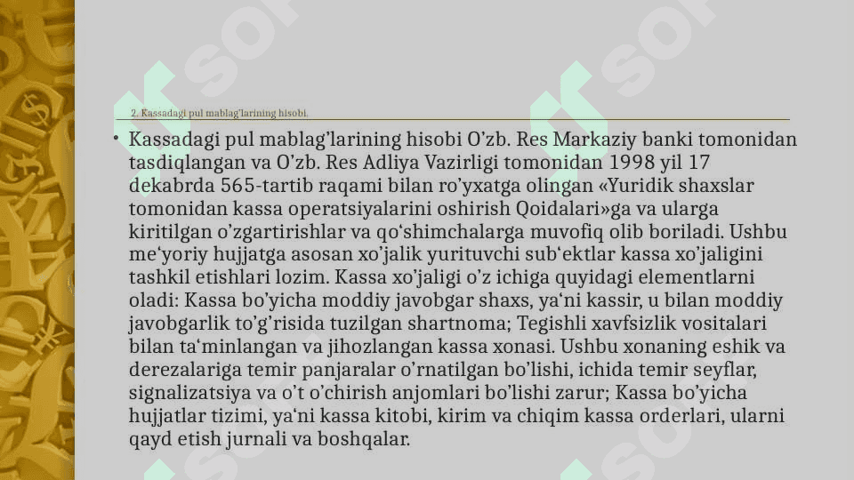 PUL MABLAG’LARINING HISOBI 7