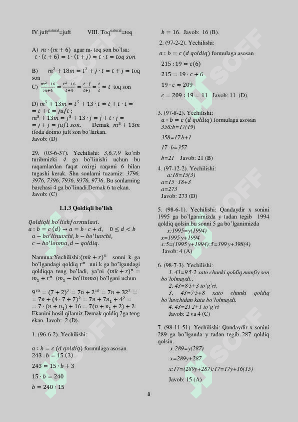 1996-2007 matematika yechimlari 8