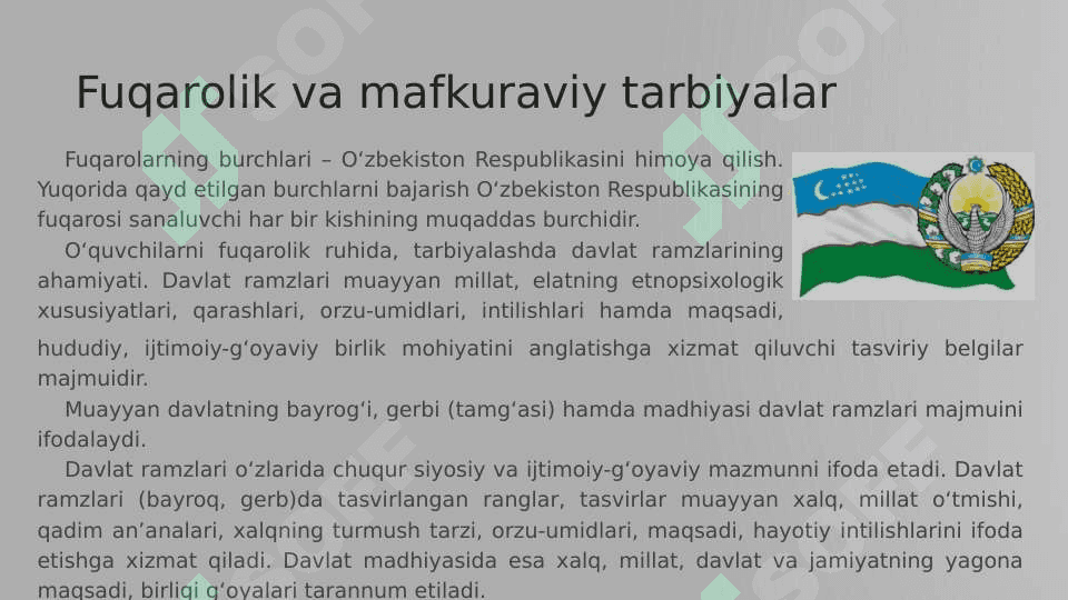Fuqarolik va mafkuraviy tarbiyalar (Фуқаролик ва мафкуравий тарбиялар) 5