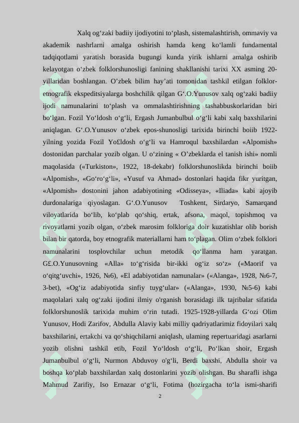 Oʻzbek folklori va folklorshunosligi 2