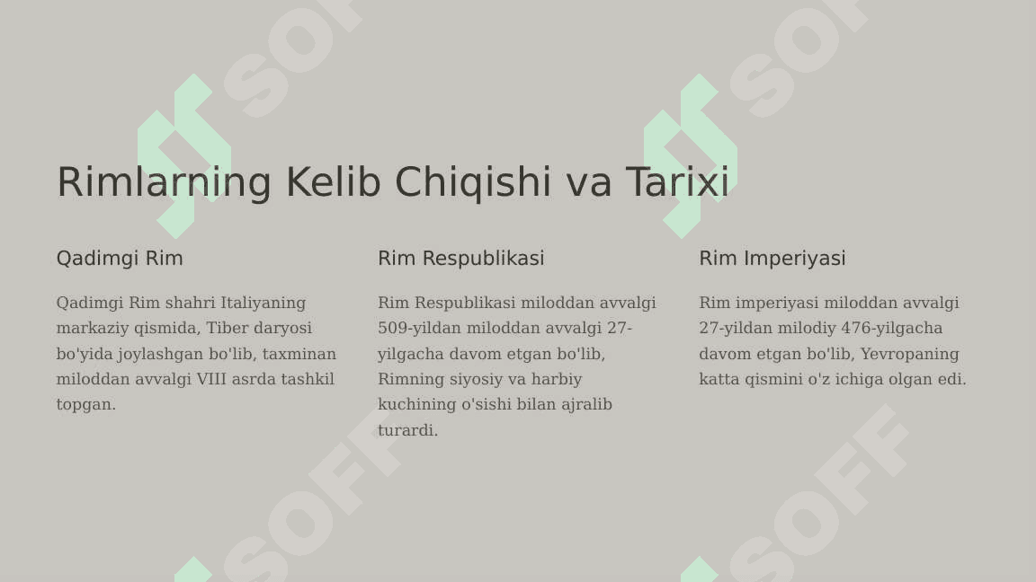 Rim ismlari. Tarix va Madaniyat 3