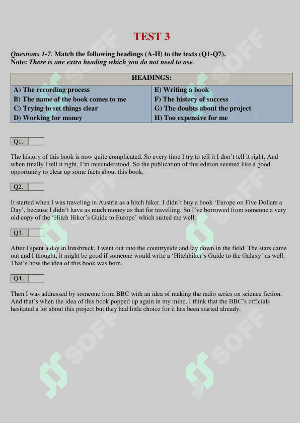 60 matching headings for IElTS/CEFR preparation 5
