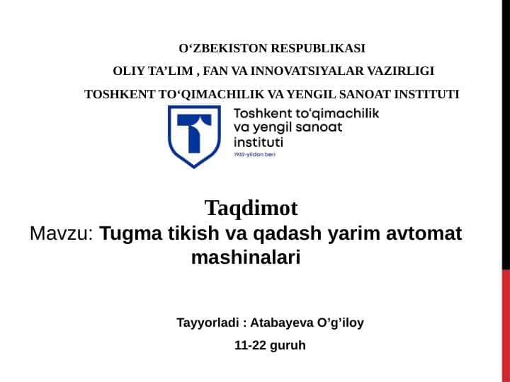Tugma tikish va qadash yarim avtomat mashinalari
