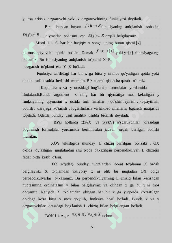 Funksiya tushunchasi 5