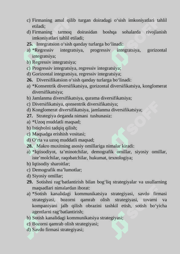 Marketing fanidan  120 ta test Javoblari bilan 5